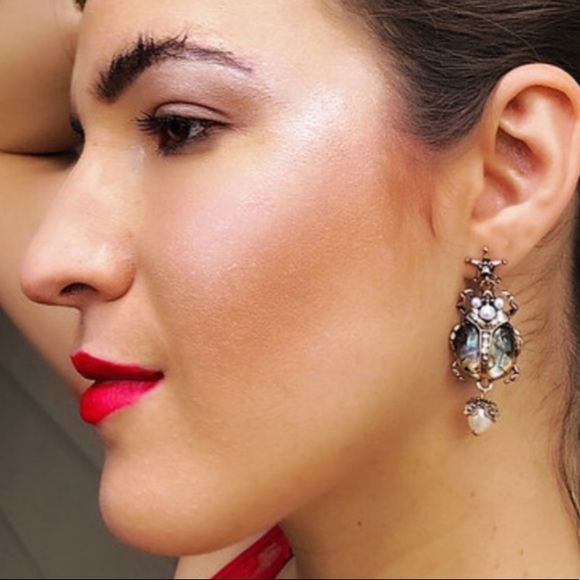 Gypsy Boho Jeweled Scarab Star & Skull Earrings - Picture 2 of 3